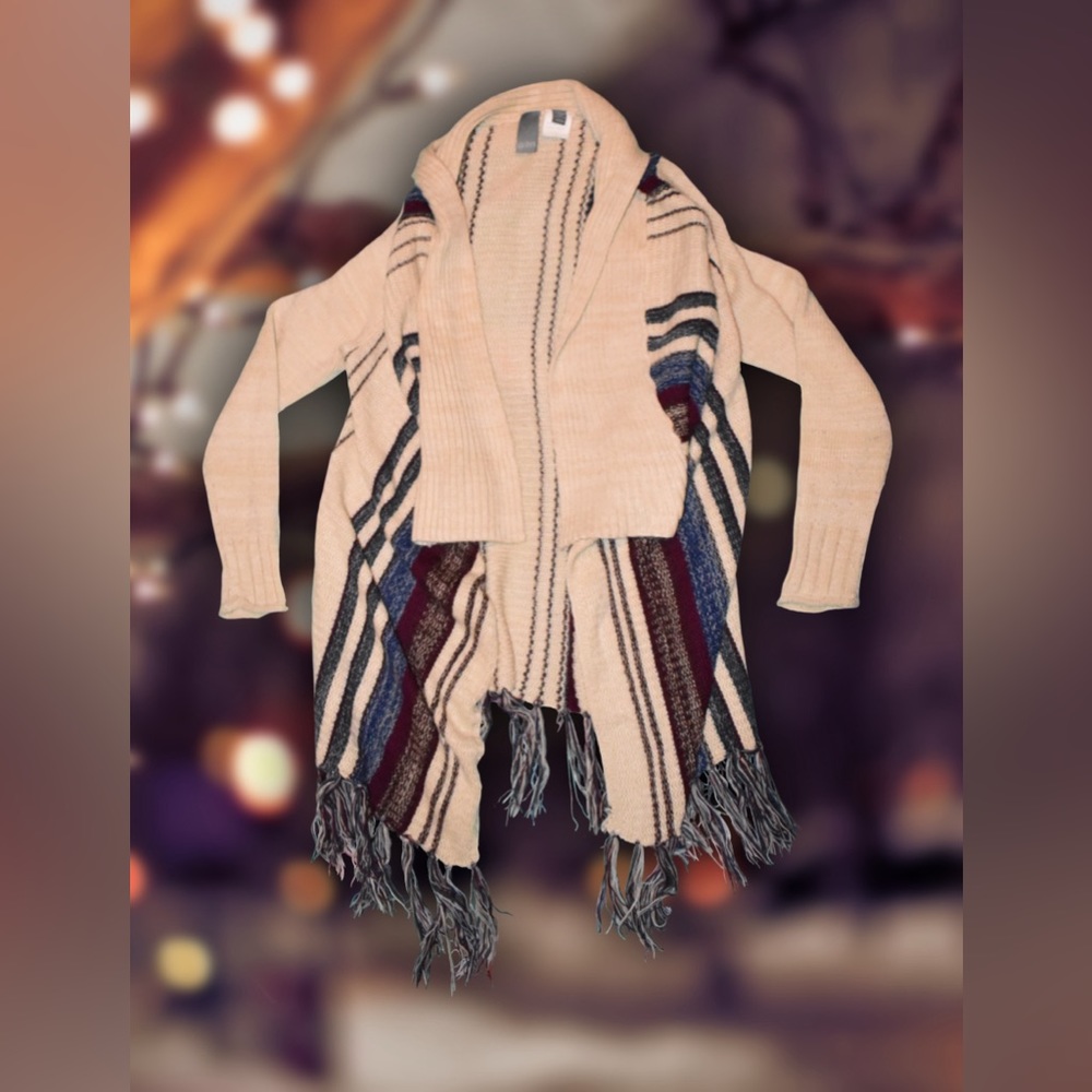 Quinn Striped Fringe Cardigan Sz M